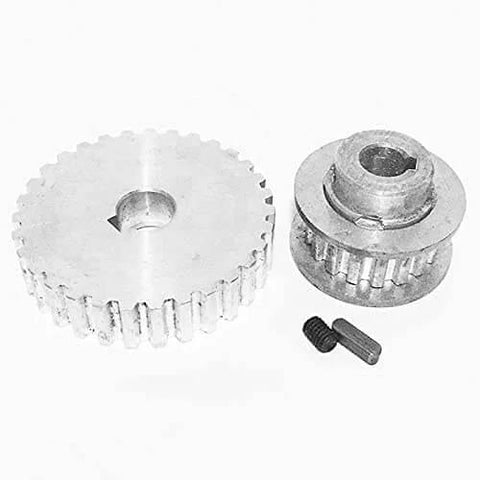 2 Pcs Metal Synchronous Pulley Gear Set for Mini Lathe Drive Wheel Aluminum Alloy 8mm Bore 10mm Shaft, close-up view