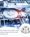 Lightweight aluminum fixed-bore pulley for 5 to 6mm belts with 5mm bore, 30mm outer diameter, shown in industrial setup.