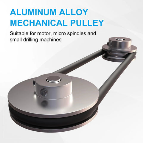 Fixed-bore aluminum pulley with an 8mm bore and 40mm OD, 7mm groove, designed for 5–6mm PU belts, shown with connecting rods.