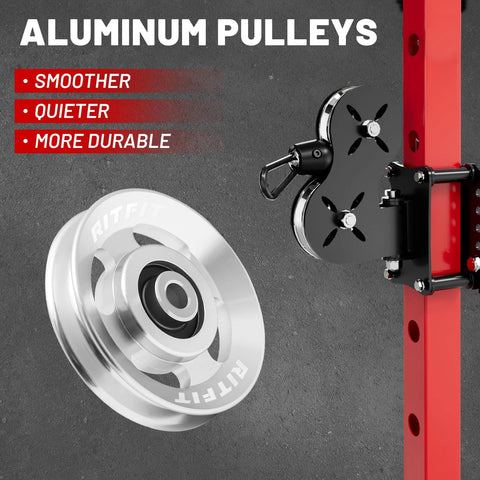 Pro Grade Aluminum Heavy Duty Pulley Wheel For Gym Equipment RitFit 90mm Bearing Pulley Set on power rack
