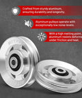Pro Grade Aluminum Heavy Duty Pulley Wheel For Gym Equipment RitFit 90mm Bearing Pulley Set, showing two pulleys with durability features.