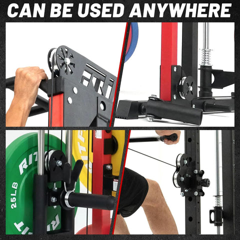 Pro Grade Aluminum Heavy Duty Pulley Wheel For Gym Equipment RitFit 90mm Bearing Pulley Set in use on power rack