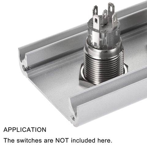 Close-up of Five Hole 16mm Aluminum Push Button Station Box with PG7 Cable Gland and Mounting Base for Industrial Control Panels.