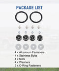 Package list showing Universal Black CNC Billet Aluminum Quick Release Fastener Kit For Bumper Trunk Perfect For Any Ride Or Car