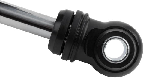 Close-up of Performance Series 2.0 Aluminum Reservoir Shock Absorber For Trail-Ready Suspension By Fox Model 985-24-162 Silver Quiet Nitrile Seal System Delivers Smooth Articulation With Durable Clear Anodized Finish