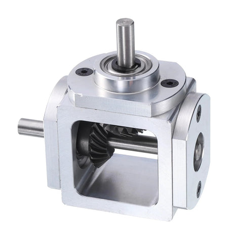 Right Angle Bevel Gearbox 1to1 6mm Shaft 1 Module 20 Teeth Aluminum Frame DIY showing aluminum casing and visible gears