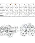 100 Piece Aluminum Pull Rivet Nuts Set Flat Head M6 For Metal Plates And Pipe Fastening With Organized Plastic Box layout