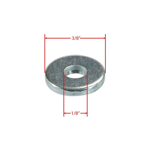 Aluminum Back Up Rivet Washers For One Eighth Inch Rivets Pack Of 250, showing washer dimensions of 1/8 inch inside diameter.