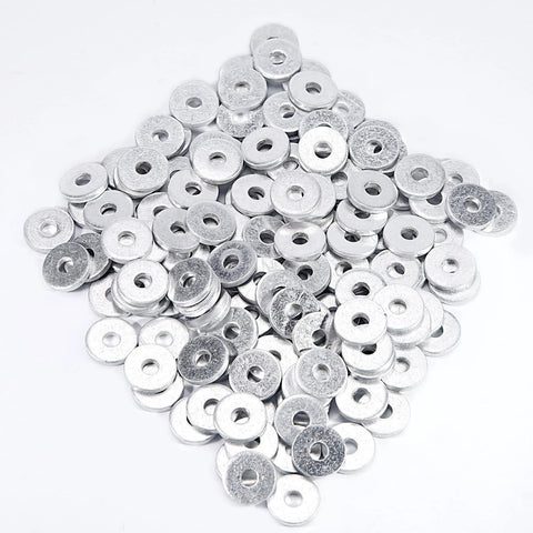 Aluminum Back Up Rivet Washers For Three Sixteenth Inch Rivets Pack Of 300 piled on white background