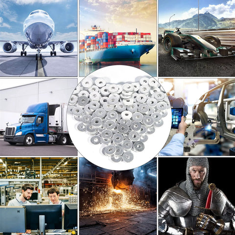 Aluminum Back Up Rivet Washers For Three Sixteenth Inch Rivets Pack Of 300 with industrial and automotive backgrounds