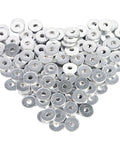 Aluminum Back Up Rivet Washers For Three Sixteenth Inch Rivets Pack Of 300 arranged in a pile