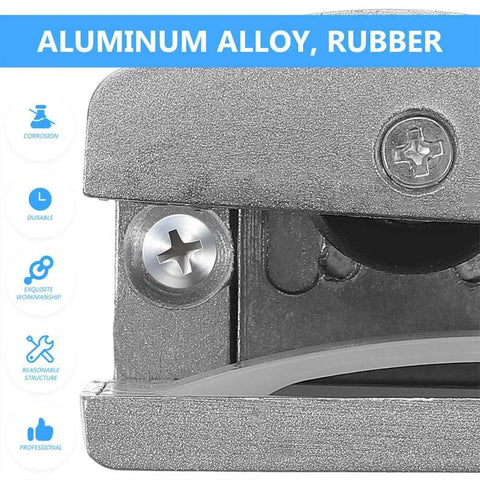 Close-up view of Adjustable Sliding Shower Door Bottom Guide made of aluminum alloy and rubber, showing hardware details.