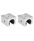 4 Pack Aluminum SBR20UU Bearing Slide Block For 20mm SBR20 Linear Motion Guide Rail CNC Routers Mills And DIY Projects Totally Solid Smooth Movement With Aluminum Alloy Body And Bearing Steel Internals For Long Lasting Performance, front view of two blocks
