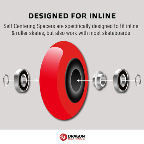 Diagram of Aluminum Self Centering Bearing Spacers 8 Pack for inline skates, roller skates, scooters, skateboards, longboards 8mm