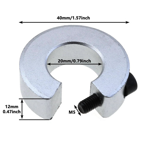 Side view of Sturdy Aluminum Collar Kit For SBR20 Linear Guideways All In One Clamping Collar With M5 Fixing Screws showing dimensions.