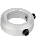 Close-up of 4 Pack 30mm Bore Aluminum Shaft Collars With Screw Style Clamping, 46mm Outer Diameter, 15mm Width for CNC setups.
