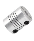 CNC Flexible Aluminum Shaft Coupler 6.35mm By 6.35mm 1/4 Inch To 1/4 Inch Motor Shaft Coupler for Servo and Stepper Motors, front view