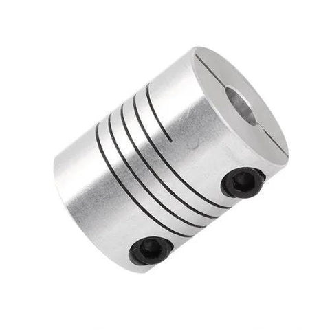 CNC Flexible Aluminum Shaft Coupler 6.35mm By 6.35mm 1/4 Inch To 1/4 Inch Motor Shaft Coupler for Servo and Stepper Motors, front view
