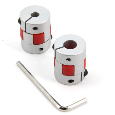Two Pack Aluminum Plum Flexible Shaft Couplers 5mm To 8mm Bore, 20mm Diameter, 25mm Length, with Allen Key, for CNC and 3D Printers