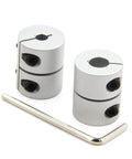 Durable two piece aluminum shaft couplings for 5 to 8 mm shafts, 25 mm long with a screw type clamp, ideal for 3D printers and CNC machines