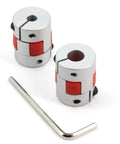 Two Aluminum Plum Shaped Flexible Shaft Couplings 5mm To 8mm Bore D20xL25, with Allen wrench for 3D printers, CNC machines, DIY encoders
