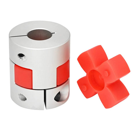 Flexible Shaft Coupling D20 L25 Aluminum Plum Connector 6.35mm To 10mm Bore Zero Backlash High Torque, featuring polyurethane spacer.