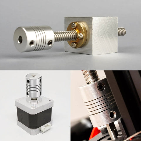 Five Pack Aluminum Shaft Coupling Set 8mm To 8mm For CNC Machines And 3D Printers showing flexible motor couplers in use