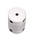 Top view of Flexible Aluminum Shaft Coupling For Motors 3mm To 5mm Connection, 25mm Length, 19mm Outer Diameter, Uxcell coupler