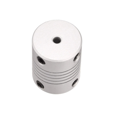 Top view of Flexible Aluminum Shaft Coupling For Motors 3mm To 5mm Connection, 25mm Length, 19mm Outer Diameter, Uxcell coupler
