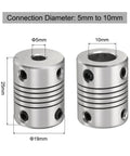 Five Pack Aluminum Shaft Couplings 5mm To 10mm Flexible Motor Couplers For CNC Machines And 3D Printers, 19mm OD, 25mm Length