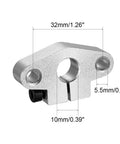 Aluminum SHF10 Linear Rod Rail Supports Kit 4 Pieces 10mm Shaft Diameter 5.5mm Mount Holes by HiPicco, front view.