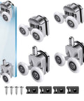 Four Pack 25Mm Aluminum Alloy Shower Door Rollers Replacement Kit With Anti Collision Block And Screws For 4to6mm Glass Doors Curved Rollers