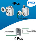 Four Pack 25Mm Aluminum Alloy Shower Door Rollers Replacement Kit With Anti Collision Block And Screws For 4to6mm Glass Doors Curved Rollers For Smooth Quiet Operation In Moist Bathrooms
