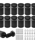 Aluminum Solid Sign Standoff Screws 12 Pack Five Eighths By Three Quarters Inch For Acrylic And Glass Displays Black Anodized Finish