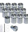 Pack of 12 aluminum sign standoff screws for clean, modern display of acrylic frames and glass signs; durable silver 1/2 inch by 1/2 inch spacers