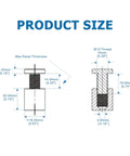 Diagram showing size dimensions of Aluminum Solid Sign Standoff Screws 12 Pack Five Eighths By Three Quarters Inch For Acrylic And Glass Displays