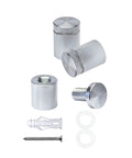 Pack of 12 aluminum wall spacers and sign standoff screws deliver a clean, modern display for acrylic or glass signs; durable, easy to install.