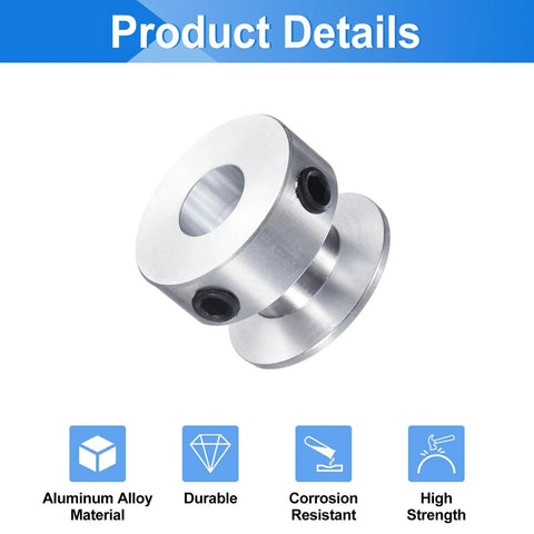 Aluminum Single Groove Belt Pulley 8mm Fixed Bore 20mm Outer Diameter For 6mm PU Round Belt Two Pack Includes Hex Wrench Precision Machined