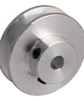 Aluminum single groove pulley with 31mm diameter and 5mm bore for reliable belt drive in DIY machines, shown in side view.