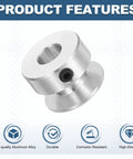 Image of 8mm Fixed Bore Aluminum Single Groove Pulley, 20mm OD, showing product features like durability and corrosion resistance.