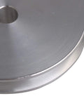 Durable aluminum single groove pulley designed for compact drilling and milling setups; 58mm diameter, 16mm thick, 8mm bore close-up