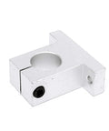 Built For Makers SK25 Aluminum Linear Motion Rail Clamp Guide Support Bearings for 25mm shaft, close-up view, shiny finish.