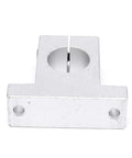 Front view of SK25 aluminum linear motion rail clamp for 25mm shaft, part of Built For Makers SK25 Aluminum Linear Motion Rail Clamp Guide Support Bearings For 25mm Shaft Set Of 2 Perfect For CNC Routers And 3D Printers Delivers Smooth Precision Motion And Easy Mounting In Robotic Projects.