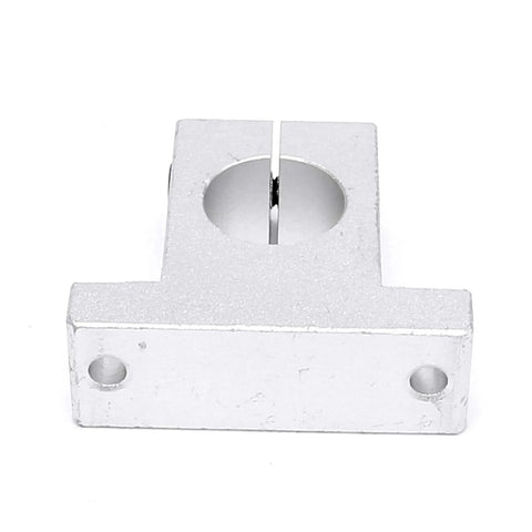 Front view of SK25 aluminum linear motion rail clamp for 25mm shaft, part of Built For Makers SK25 Aluminum Linear Motion Rail Clamp Guide Support Bearings For 25mm Shaft Set Of 2 Perfect For CNC Routers And 3D Printers Delivers Smooth Precision Motion And Easy Mounting In Robotic Projects.