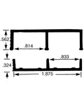 Technical diagram of Aluminum Sliding Door Track Kit For Three Quarter Inch Panels, Complete 3 Foot Upper And Lower Track Set.