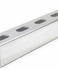 Lightweight aluminum slotted strut channel delivers sturdy, corrosion resistant support for racks, electrical and mechanical mounts, side view