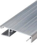 Close-up view of a 36 in. Mill Aluminum Snap-on Sill Threshold Extender, showing its durable aluminum grooves and snap-on design.
