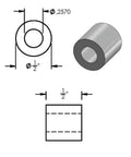 Diagram of Aluminum Spacer Outer Diameter Half Inch Inner Diameter Quarter Inch Round Unthreaded Standoff Bushing Plain Finish