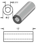 Illustration of One Half Inch Aluminum Spacer With One Quarter Inch Inner Diameter Unthreaded Round Standoff Bushing In Plain Finish