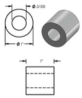Diagram of Heavy Duty Aluminum Spacer 1 Inch OD By Half Inch ID Unthreaded Standoff Round Bushing Plain Finish 2 Pack 6061 Aluminum